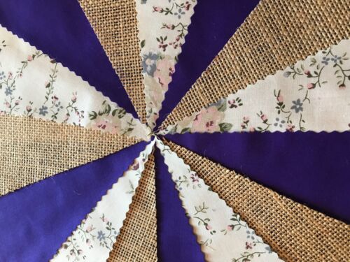 HANDMADE HESSIAN & FABRIC BUNTING.VINTAGE SHABBY CHIC,PASTELS,FLORALS WEDDINGS - Picture 11 of 14