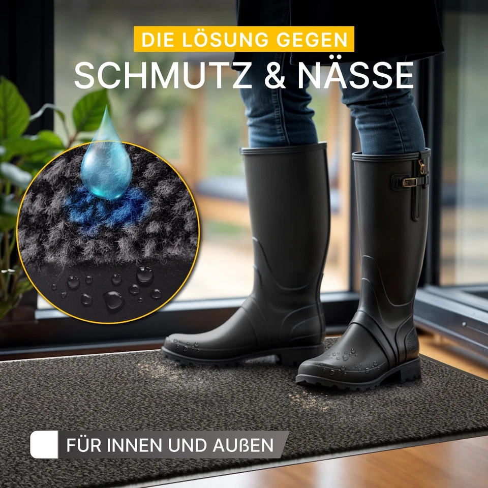 Fussmatte - Aussen, Innen, Waschbar, Rutschfest, Robust - Oeko-Tex zertifiziert - Bild 2 von 4