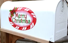 Mailbox Magnet (Partial Cover) Candy Cane Oval Merry Christmas Mail Box Car