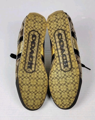 Coach Joss Women's Sneaker Monogram Logo Gold Brown Size 9M - Picture 12 of 12