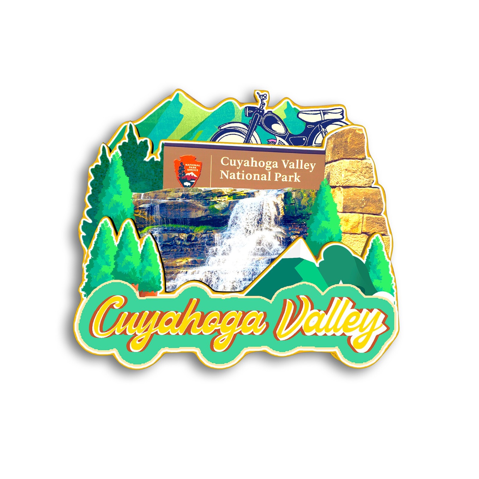 Cuyahoga Valley National Park USA Refrigerator magnet 3D travel souvenirs wood