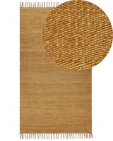 Teppich LäUfer Jute Gelb Mit Fransen 80 X 150 Cm Hangewebt NatüRlich Boho Lunia