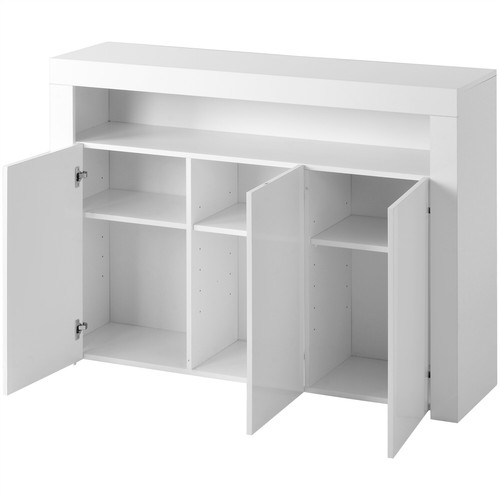 Sideboard mit LED-Leuchten Kommode Wohnzimmer Schrank Anrichte Weiß Hochglanz - Bild 9 von 10