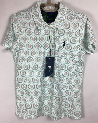 Womens William Murray Golf Polo Shirt Sz S Sandy Tiles II Short Sleeve New