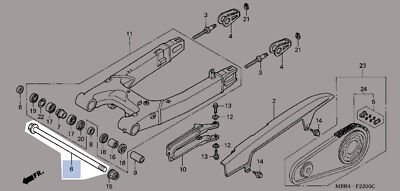 Honda 1987-2007 CB Shadow VT Rear Wheel Axle New 42301-MM5-000 OEM