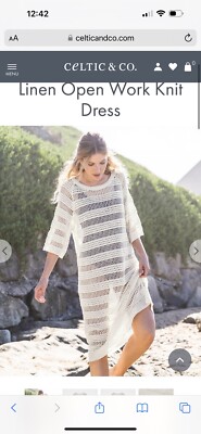 Celtic & Co Beige 100% Linen Open Knit Midi Dress Size M Beach Cover Up |  eBay UK
