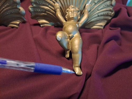 PAIR VIRGINIA METALCRAFTERS HARVIN CAST IRON PUTTI CHERUB ANGEL SHELF - 8.5" - Picture 17 of 24