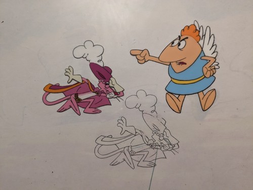 PINK PANTHER VINTAGE ORIGINAL PRODUCTION ANIMATED CEL DRAWING BACKDROP 11x 13" - Picture 2 of 2