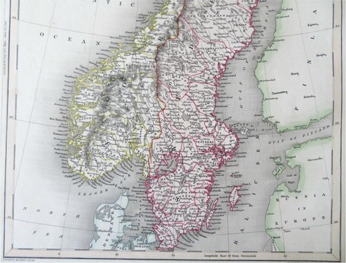 Sweden & Norway Baltic Sea Oslo Stockholm c. 1850-8 Archer engraved map - Picture 2 of 3