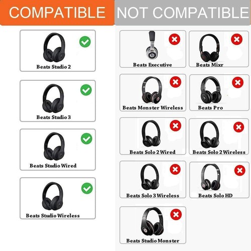 1 par de almohadillas de repuesto para Beats Dre Studio 2 3 inalámbricas/con cable - Imagen 72 de 161