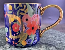 Floral on Cobalt D mug Rifle Paper Co by Anthropologie