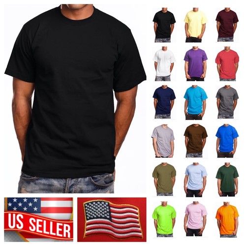 Men T-Shirt Lot S-7XL LT-5XLT MAX HEAVY WEIGHT Short Sleeve Plain Crew Neck Tee - Picture 3 of 28