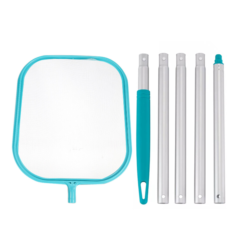 Pool cleaning net Blue shallow net with five-section pole