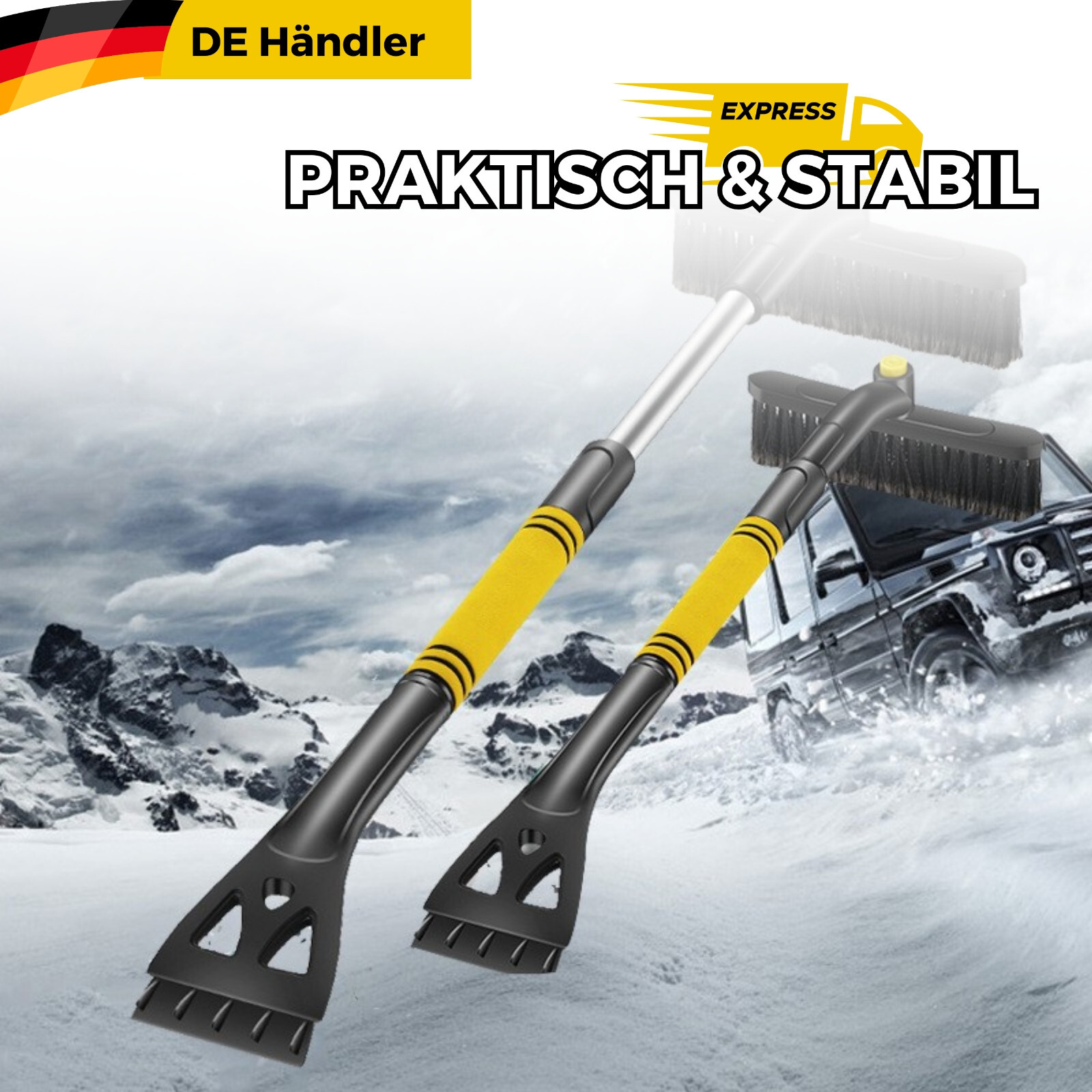 3 in 1 Schneebesen Eiskratzer Teleskop Schnee Bürste, Eiskratzer, Auto Besen