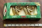 Vintage Christmas Gold Ceramic Angels Candle Holders With Tear Drop Candles