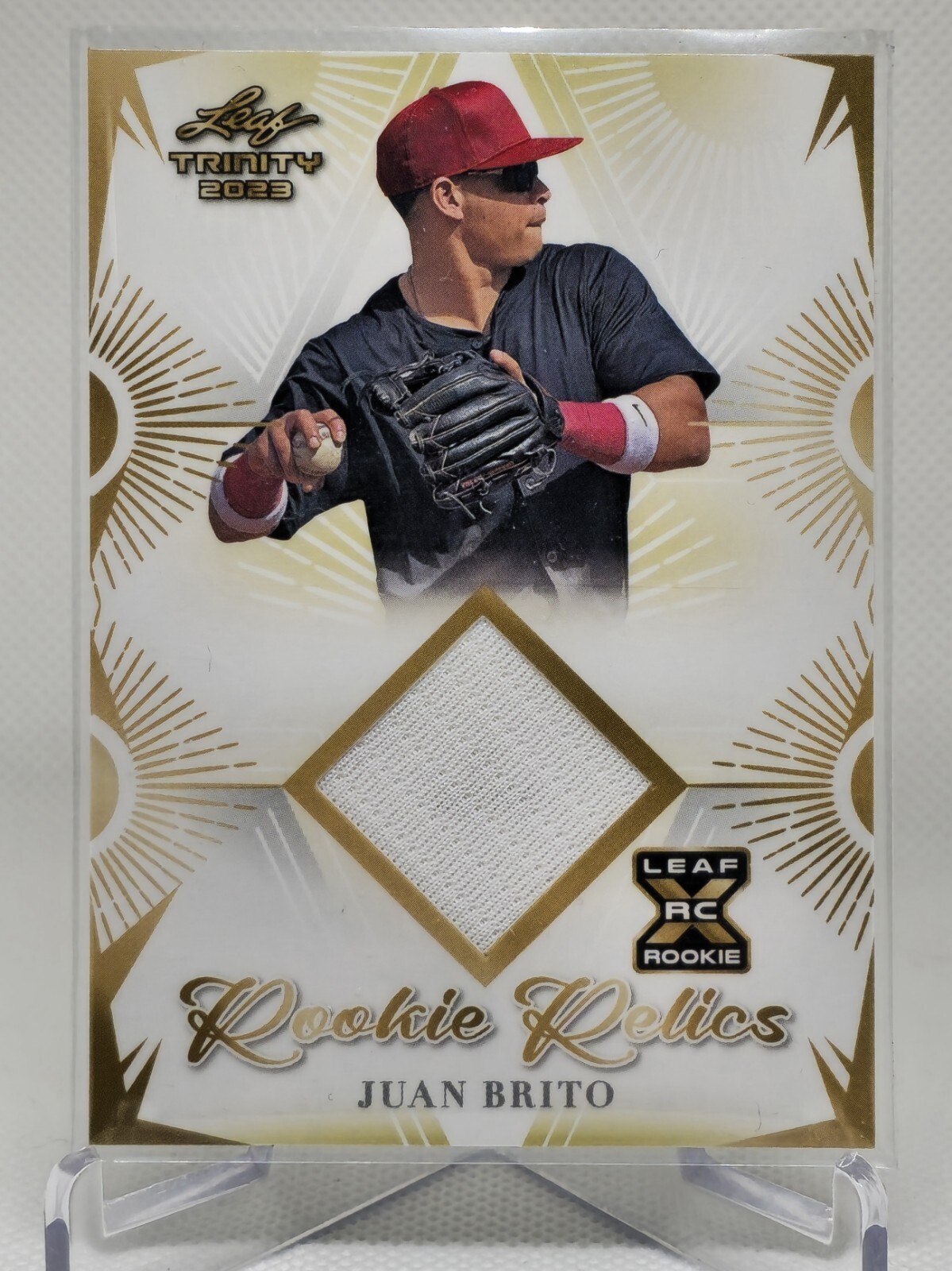 2023 Leaf Trinity Rookie Relic Memorabilia Card JUAN BRITO Cleveland Guardians