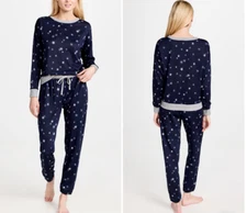 Splendid Elbow Sleeve Top and Jogger Set-Peacoat Star-XL-NEW-A472508