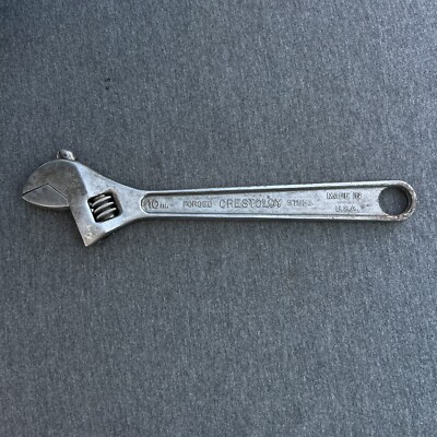 VINTAGE CRESCENT TOOL CO. 10'' ADJUSTABLE WRENCH, CRESTOLOY, JAMESTOWN, N. Y. USA