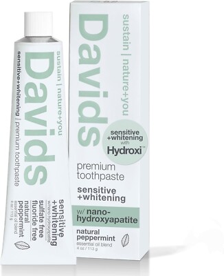Davids Fluoride Free Nano Hydroxyapatite Toothpaste for Remineralizing Enamel...
