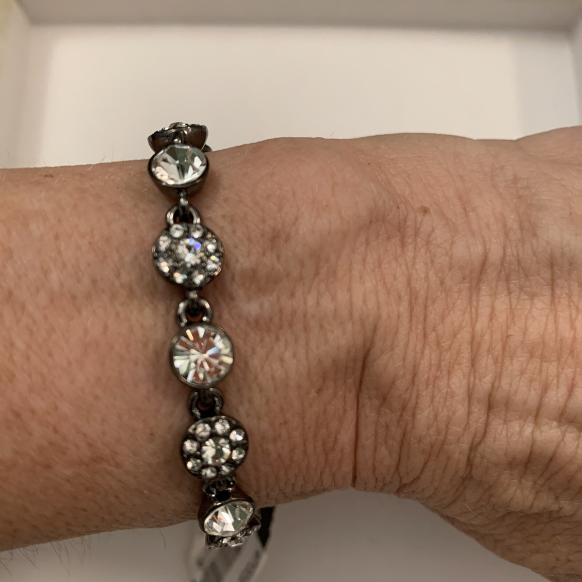 $68 Givenchy Hematite Pave Disk Flex Bracelet #39 GB | eBay