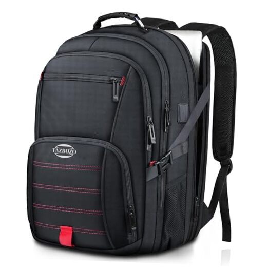 Extra Large Travel Backpack for Men with Laptop Compartment in Black-image