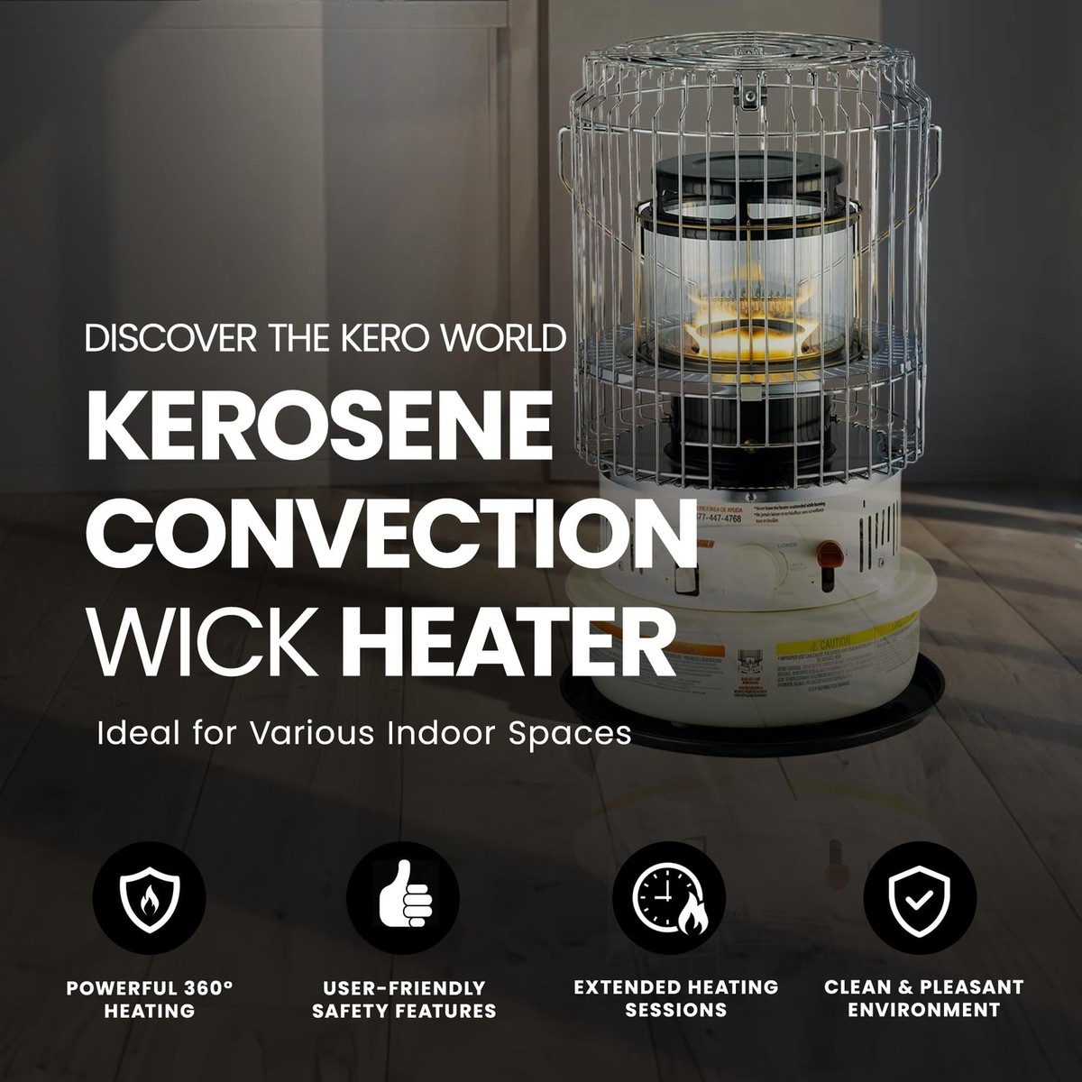Kero World Kerosene Convection Wick Heater with Radiant and