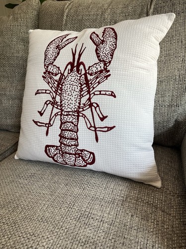 Lobster Pillow (18” X 18”) Red White Pillow VHC Brands - Picture 4 of 9