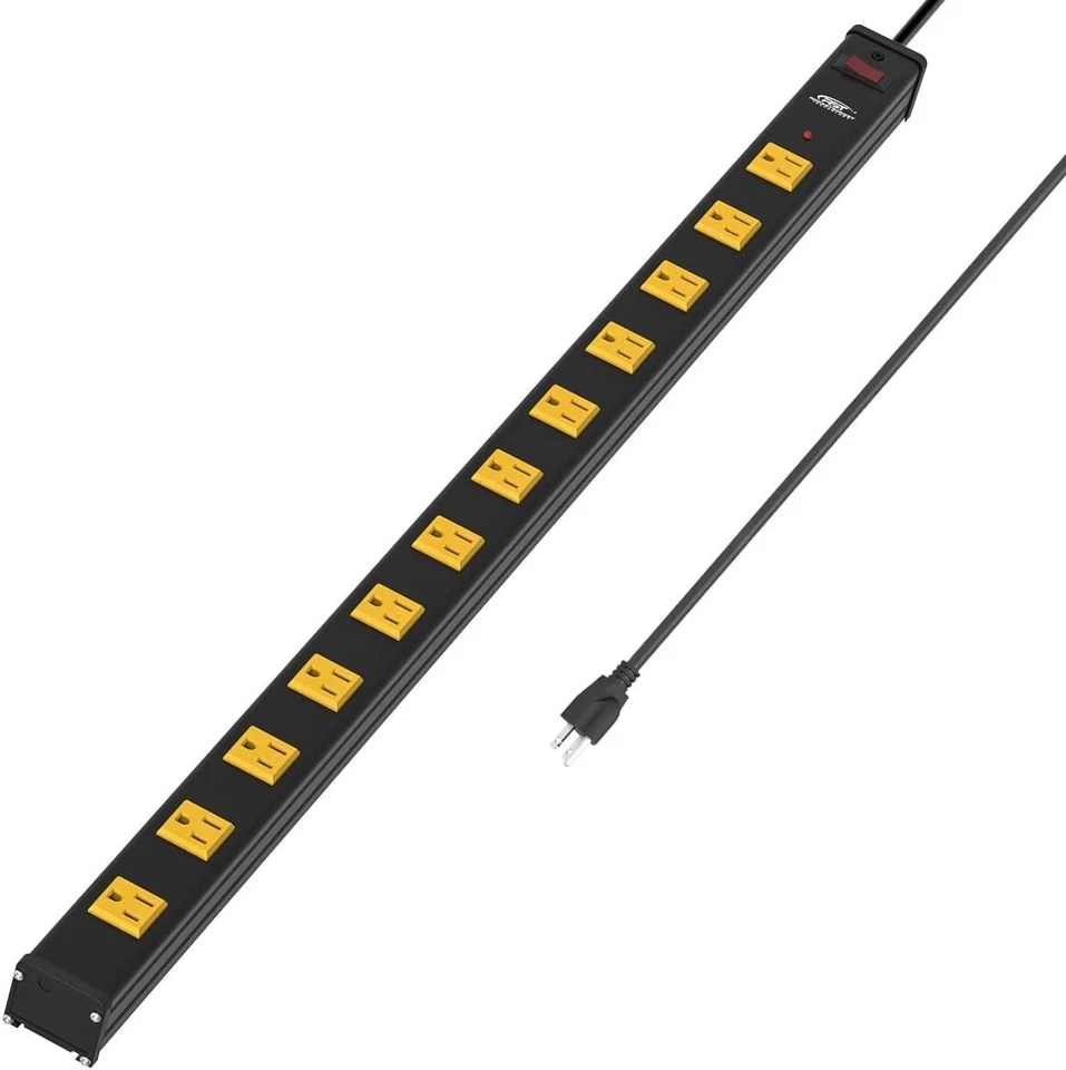 12 Outlets Metal Power Strip with 6ft Extension Cord,36 feet long, fireproof - Image 4 of 4