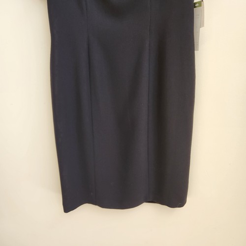 Maggy London Dress Women Size 14 Black Sheath Zip Slit Shoulder Pads LBD Career - Picture 3 of 15