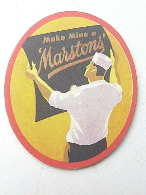 Vintage MARSTON'S ~ MAKE MINE A Cat No'381 Bierdeckel / Untersetzer