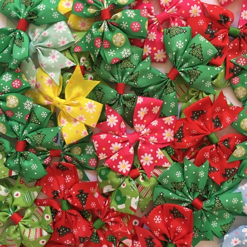 MIX 50 PCS Boutique Hair Bow Clips For Girl Baby In Kitty Bow Plastic Box HJ-2 - Picture 7 of 12