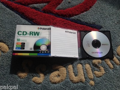 20 PCS POLAROID BRANDED CD-RW IN SLIM CASE, 4X,80MIN,10/RETAIL PK, FREE SHIPPING