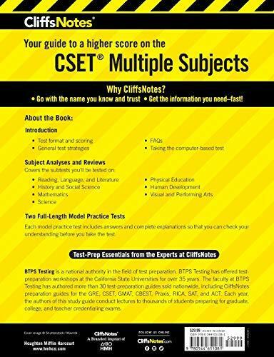 CliffsNotes CSET Multiple Subjects 4th Edition by Btps BTPS Testing ...