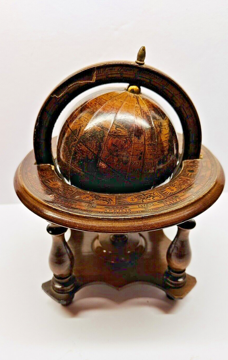 Vintage Old World Desk Top Globe With Zodiac & Astrology Signs