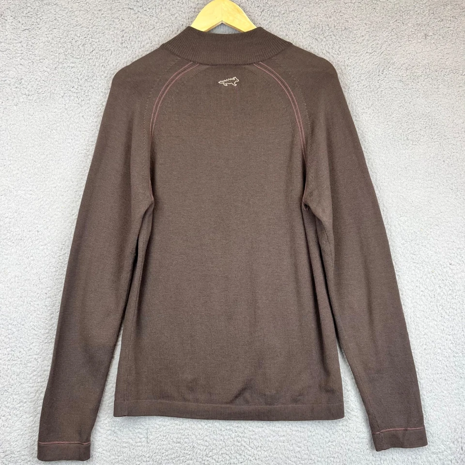Horny Toad Men's Small Brown 100% Merino Wool Quarter Zip Pullover Sweater - Image 2 of 4