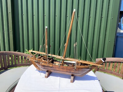 Vintage großes handgefertigtes Modellboot aus Holz 60er Jahre