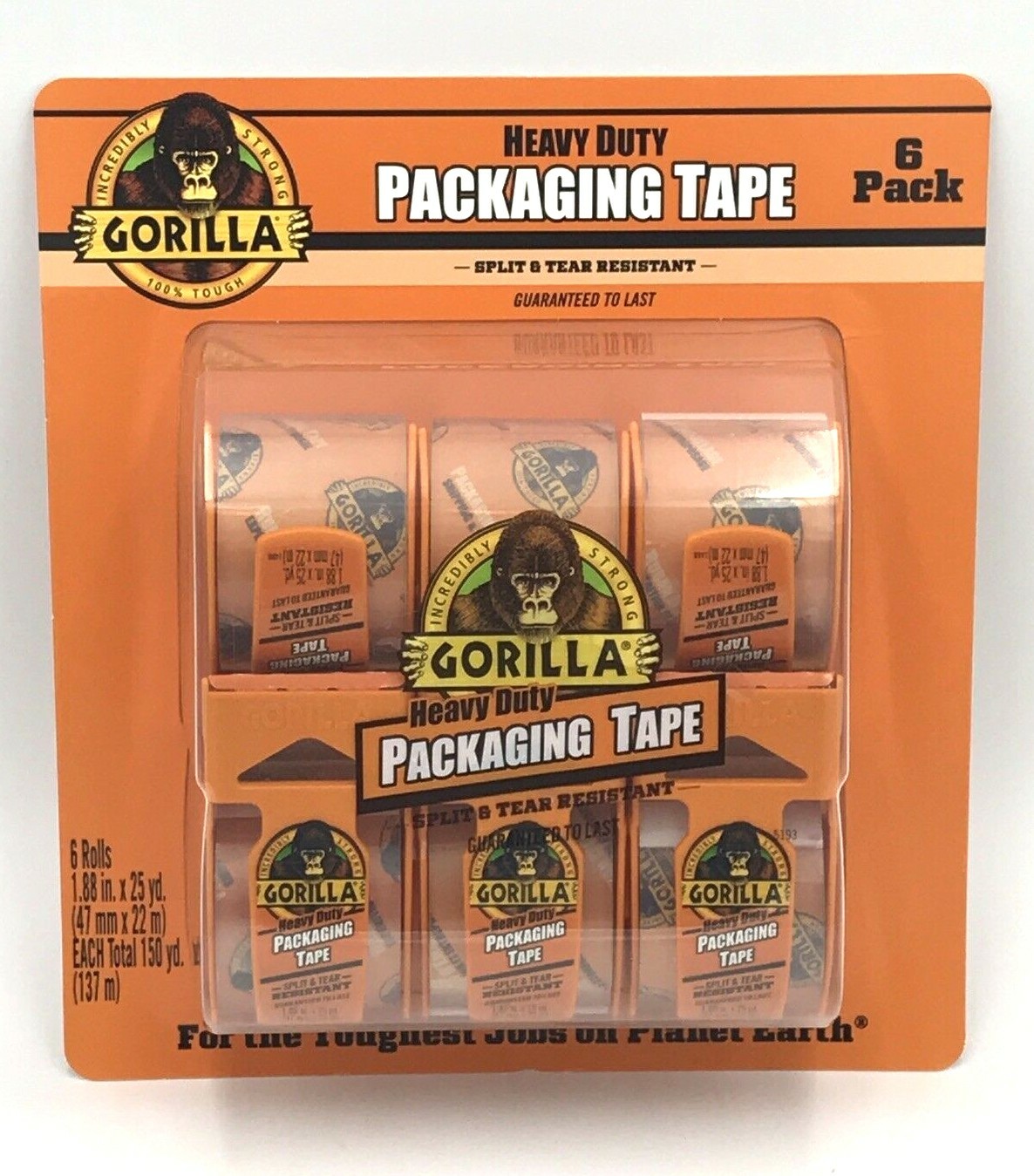 Gorilla Heavy Duty Clear Packing Tape 6 Pack 1.88" x 25 yards Dispenser eBay