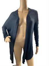 Abecrombie & Fitch Women's Long Open Front Cardigan XS Dark Gray Asymmetric Y2K