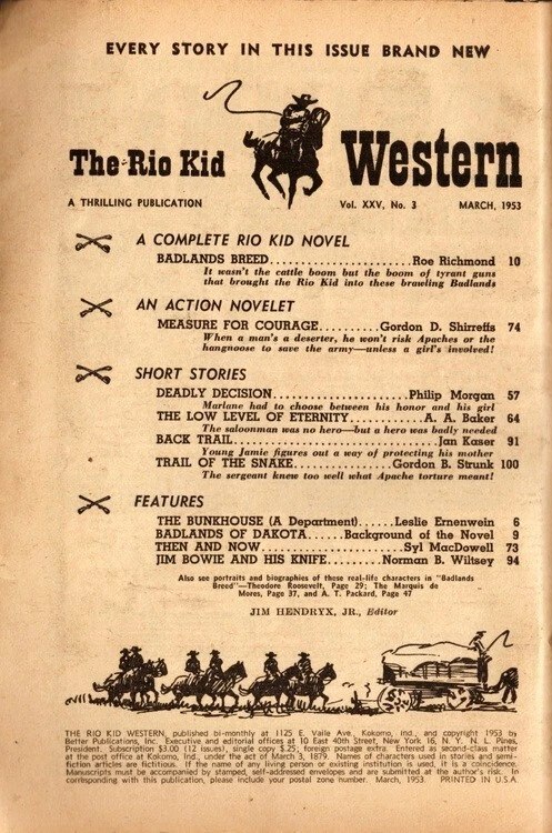 The Rio Kid Western, Vol XXV, No 3, March 1953, Better Publications Foto 2 de 4