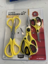 5-Piece Scissor Set for Household Uses and Crafts Comfort Grip