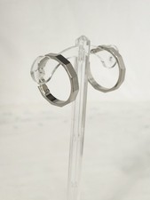 VTG. MONET SHINY SILVER TONE ABSTRACT LARGE HOOP PIERCED EARRINGS