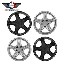 4PCS 14" Inch Wheel Hub Caps Silver Snap On For R14 Tire & Rim Wheel Covers Kit