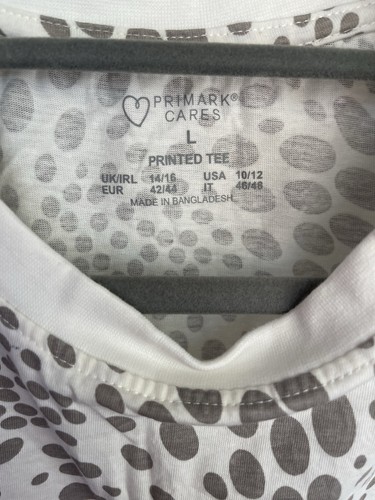 Primark white & grey Animal dot print T-shirt size L excellent condition - Picture 4 of 4