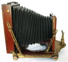 Vintage Ensign Full Plate Wooden Field Camera W/Unique Brass Lens Support Stand