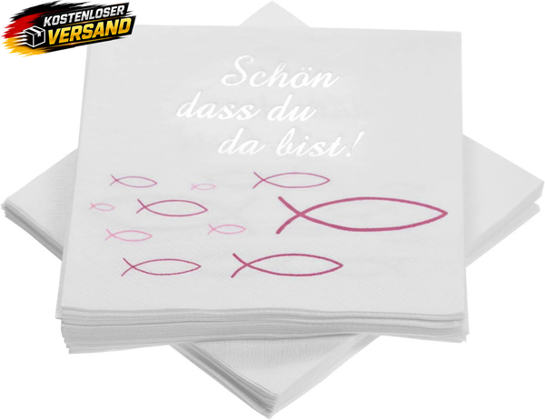Servietten Fisch Blau TüRkis FüR Taufe Kommunion Konfirmation 33X33 Cm 32 Stk-image
