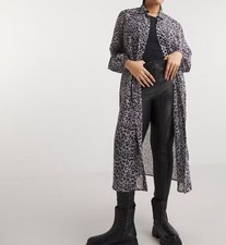SIMPLY BE GREY ANIMAL PRINT SHEER LONGLINE SHIRT DRESS SIZE 26 (REF 152) SALE