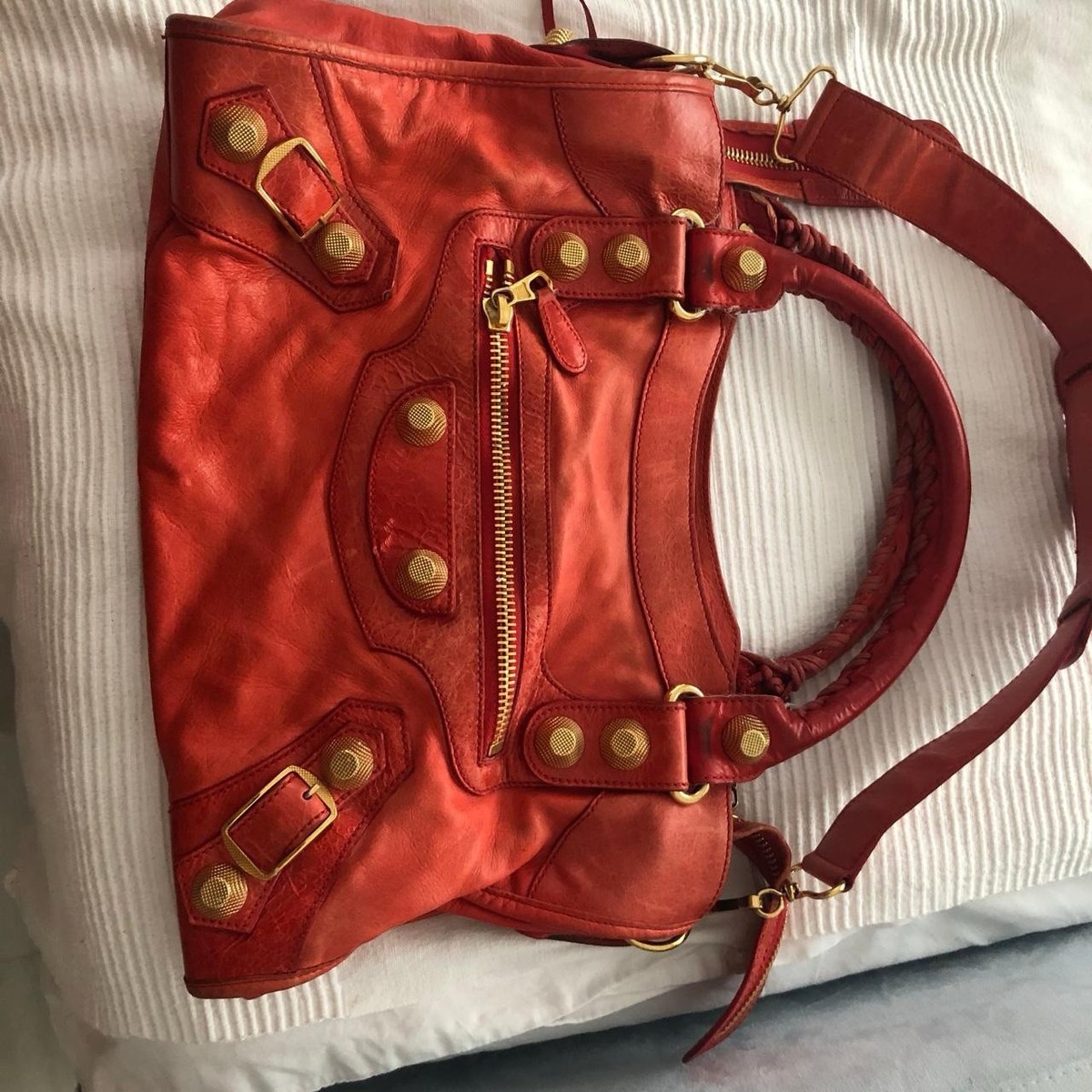 Vintage Balenciaga Red Giant City handbag | eBay