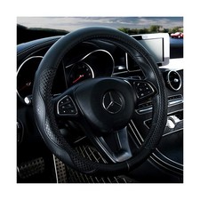 Red Rain Black Leather Steering Wheel Cover Cowhide Wheel Cover Gen... Fast Ship