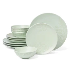 897395 Roseto 12-Piece Dinnerware Set, Soft Sage