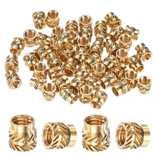 50-Pack Threaded Inserts - M5 x 7mm Brass Heat Set Insert Nuts 7mm OD